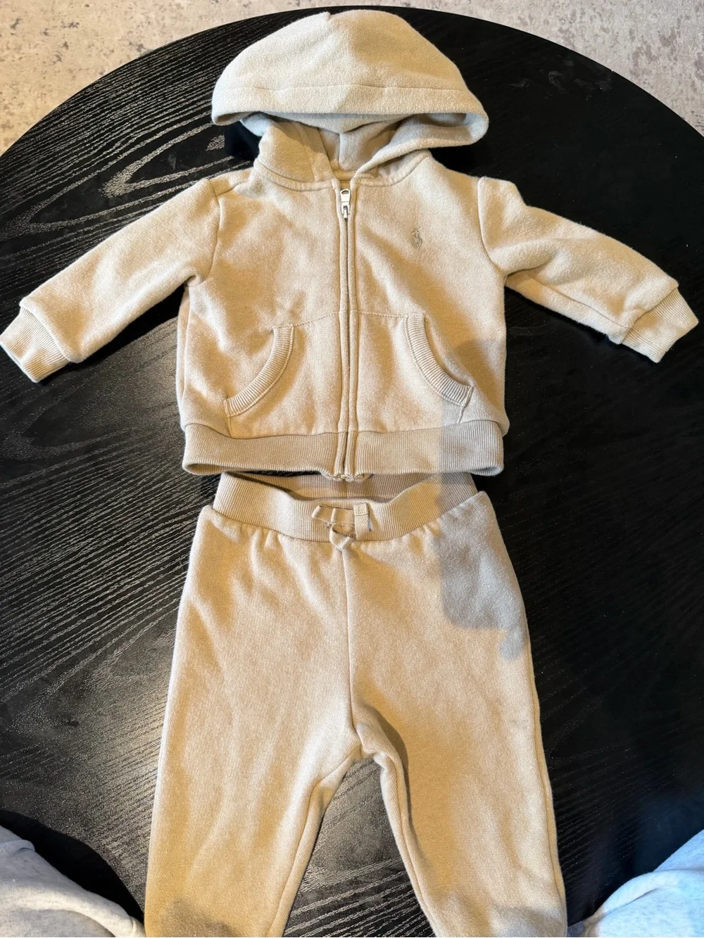 Ralph Lauren Kids Hooded Zip Jacket and Pants Set - Tan 9M